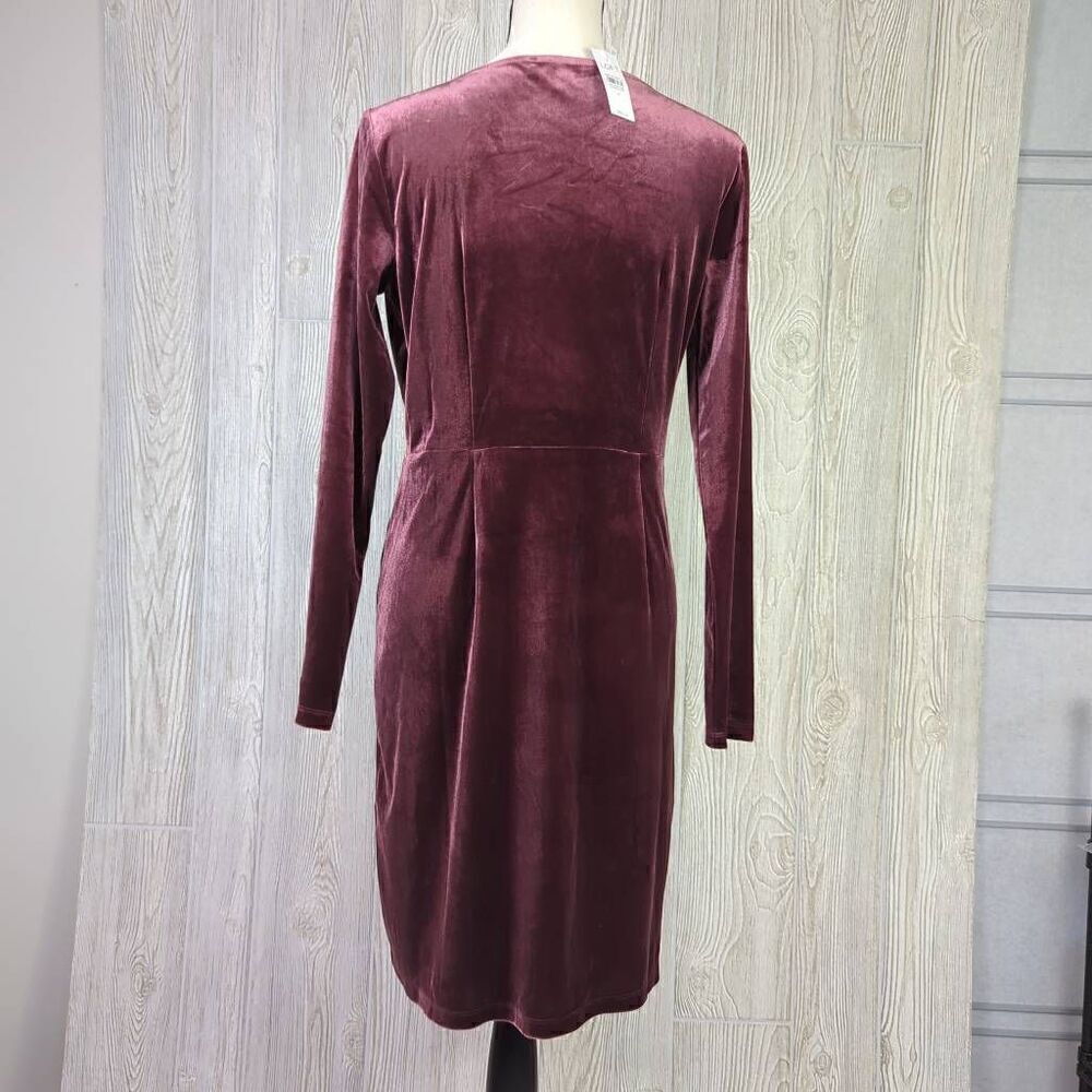 NWT Ann Taylor LOFT $90 Women's Velvet Knot Wrap Dress, Plum Preserve Size M - Picture 2 of 8